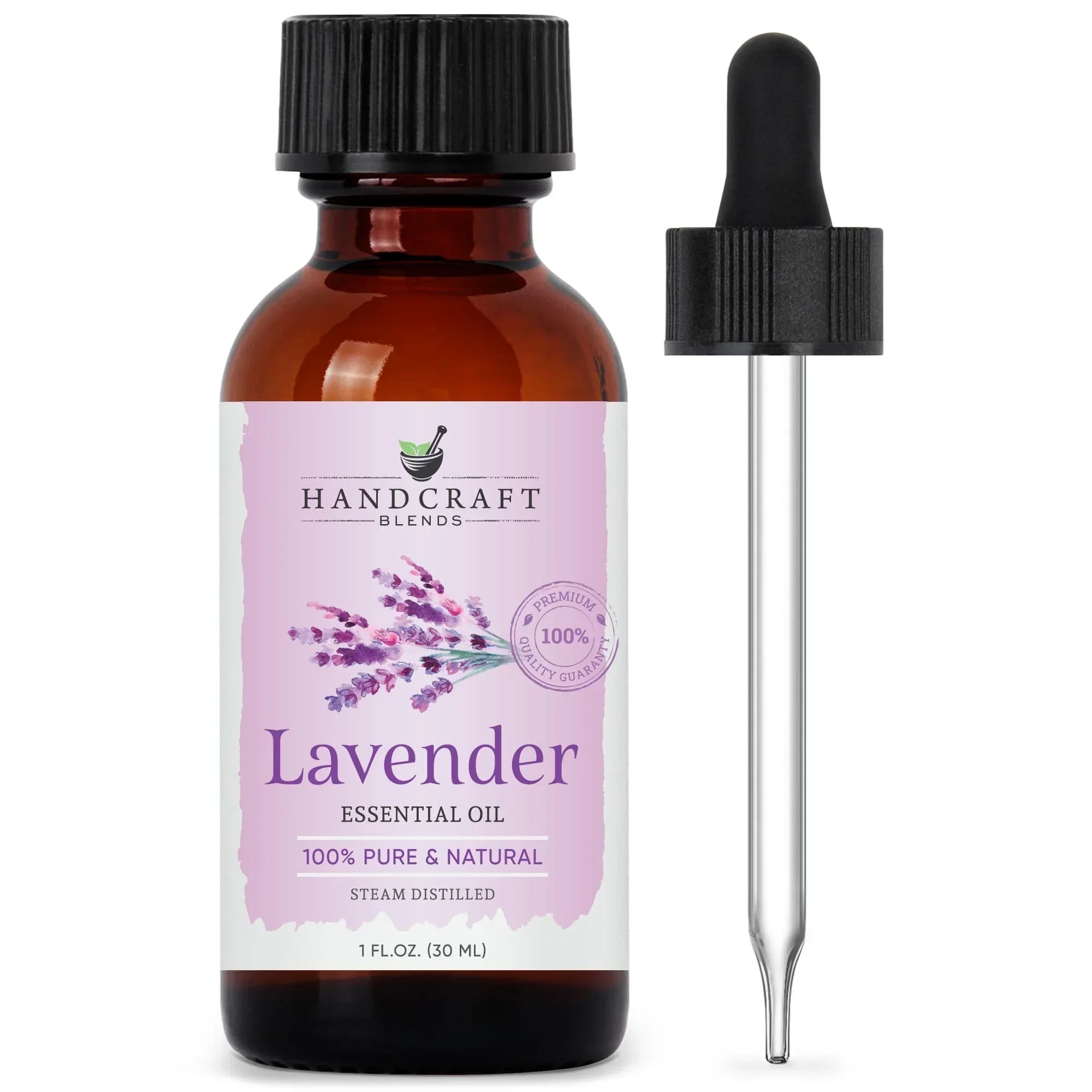 Lavender essential oil 1 oz bottle with dropper, steam distilled, aromatherapy product