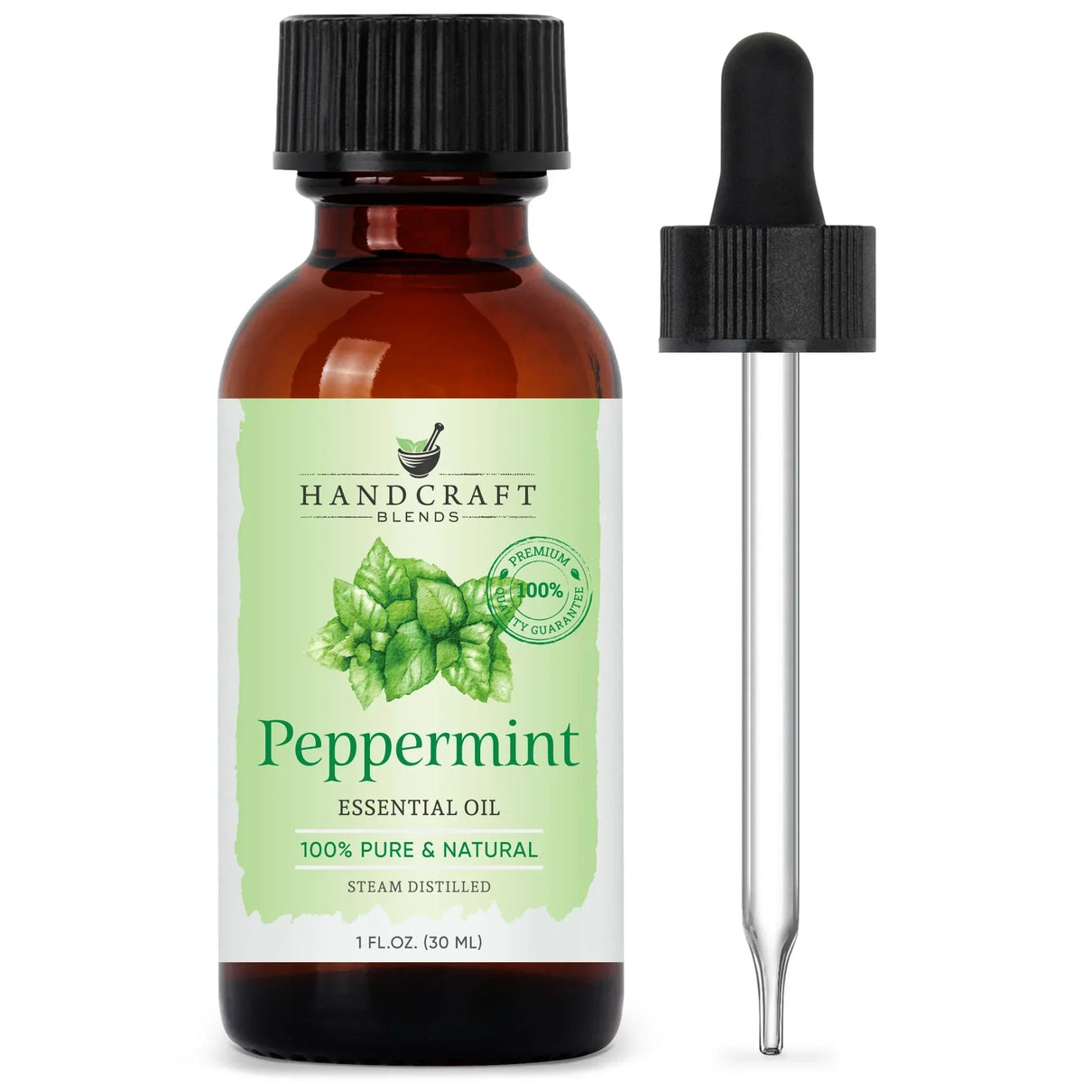 Peppermint essential oil bottle with dropper, 100% pure natural aromatherapy oil