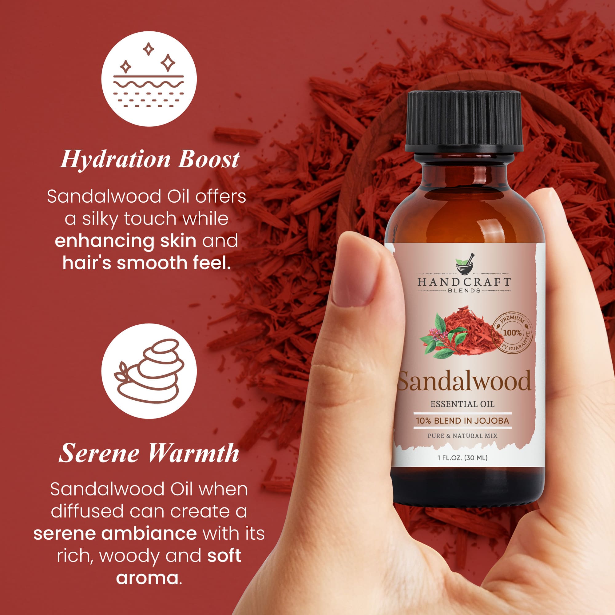 Sandalwood Essential Oil - 10% Blend in Jojoba