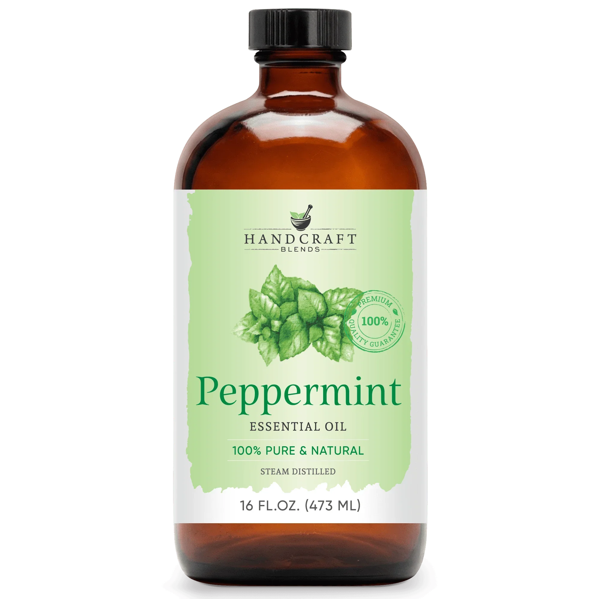 Peppermint Essential Oil in Glass Bottle