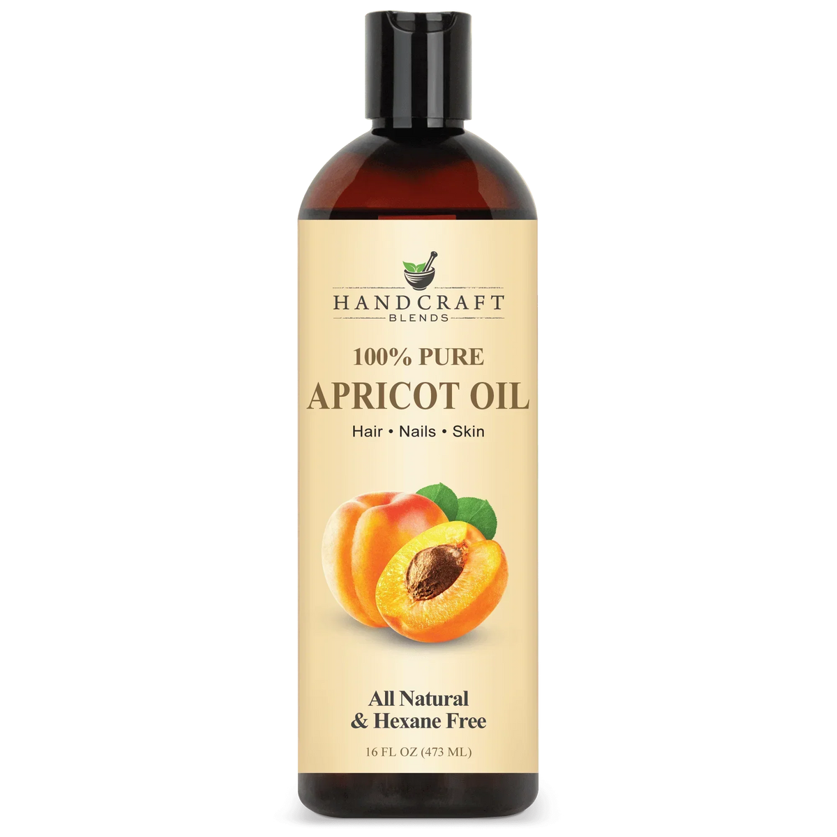 Handcraft Blends 100% pure apricot oil bottle, natural carrier oil for hair, nails, skin.
