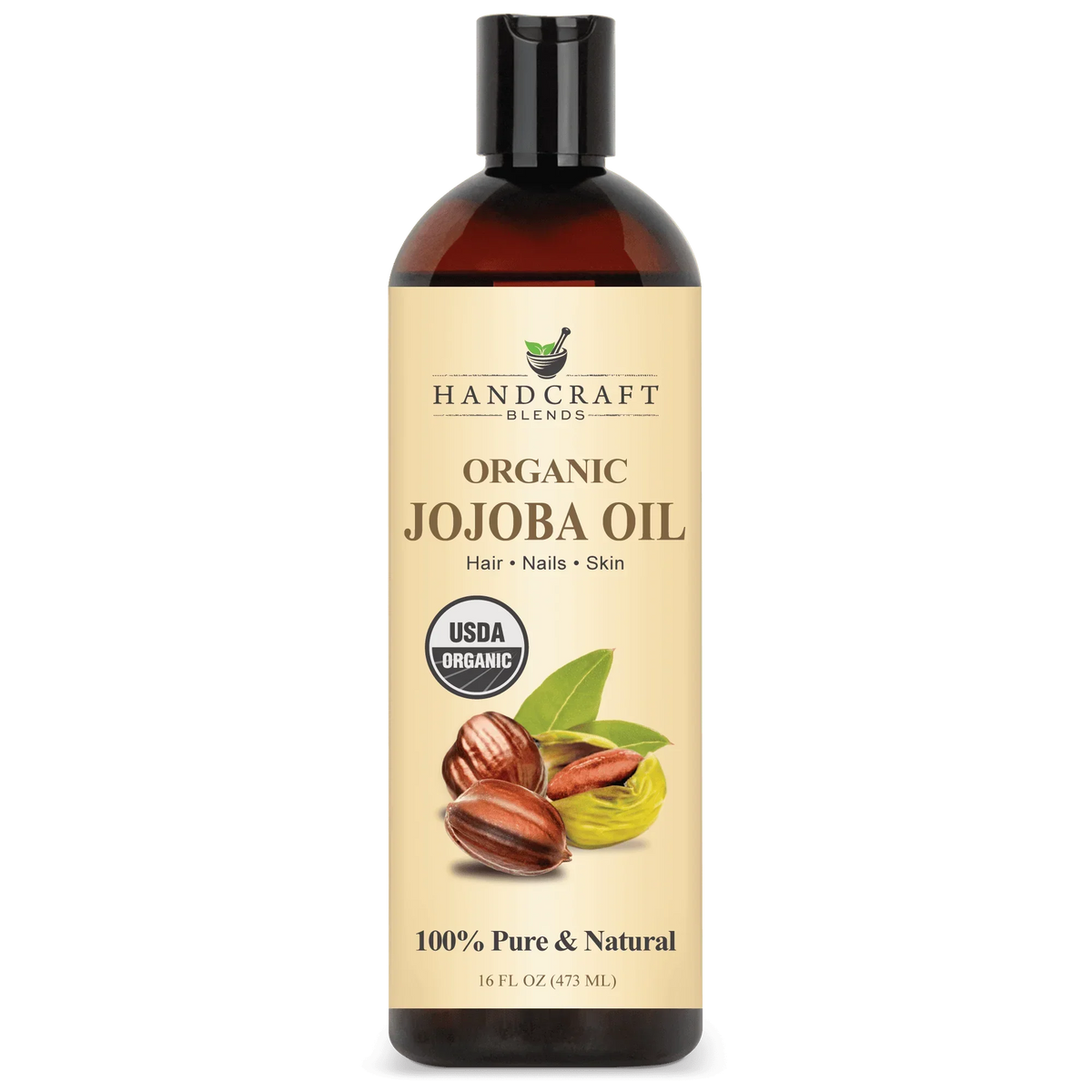 Handcraft Blends organic jojoba oil 16oz bottle, USDA certified, for hair, nails, skin
