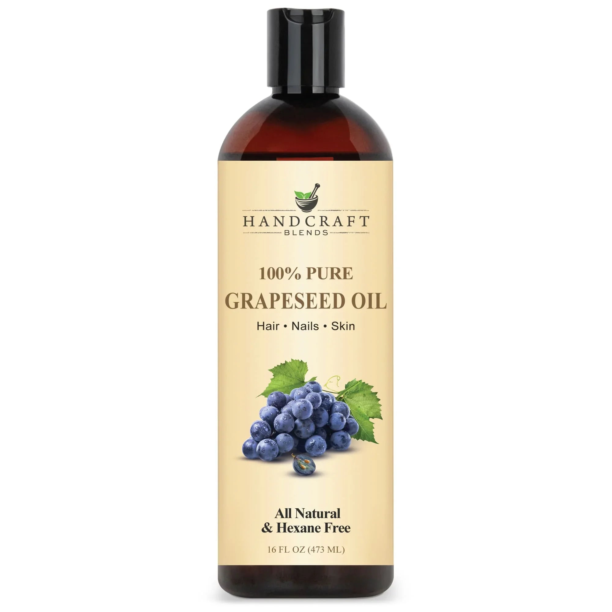 Handcraft Blends 100% pure grapeseed oil bottle, 16oz, all natural, for hair, nails, skin