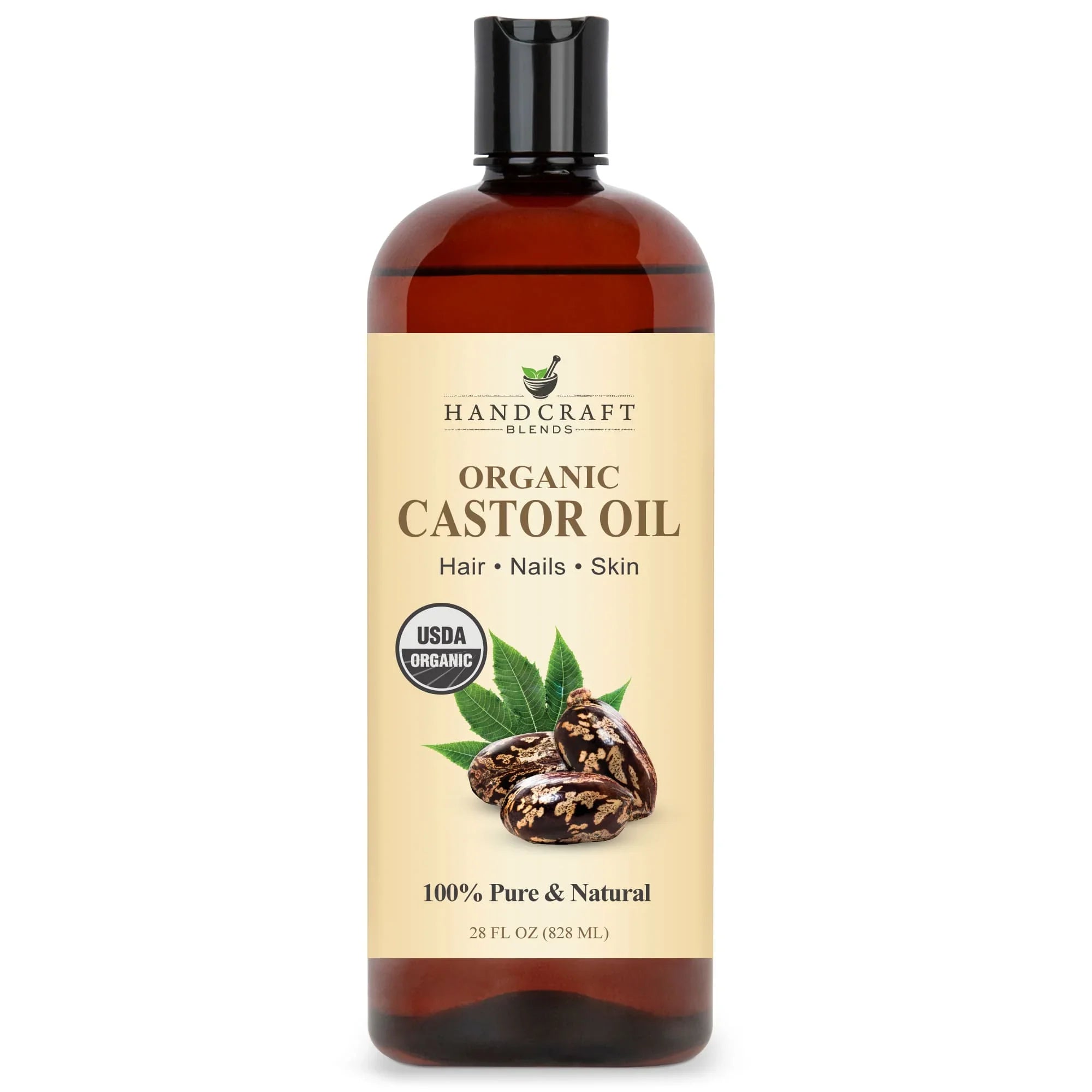 Handcraft Blends organic castor oil 28oz bottle for hair, nails, and skin care