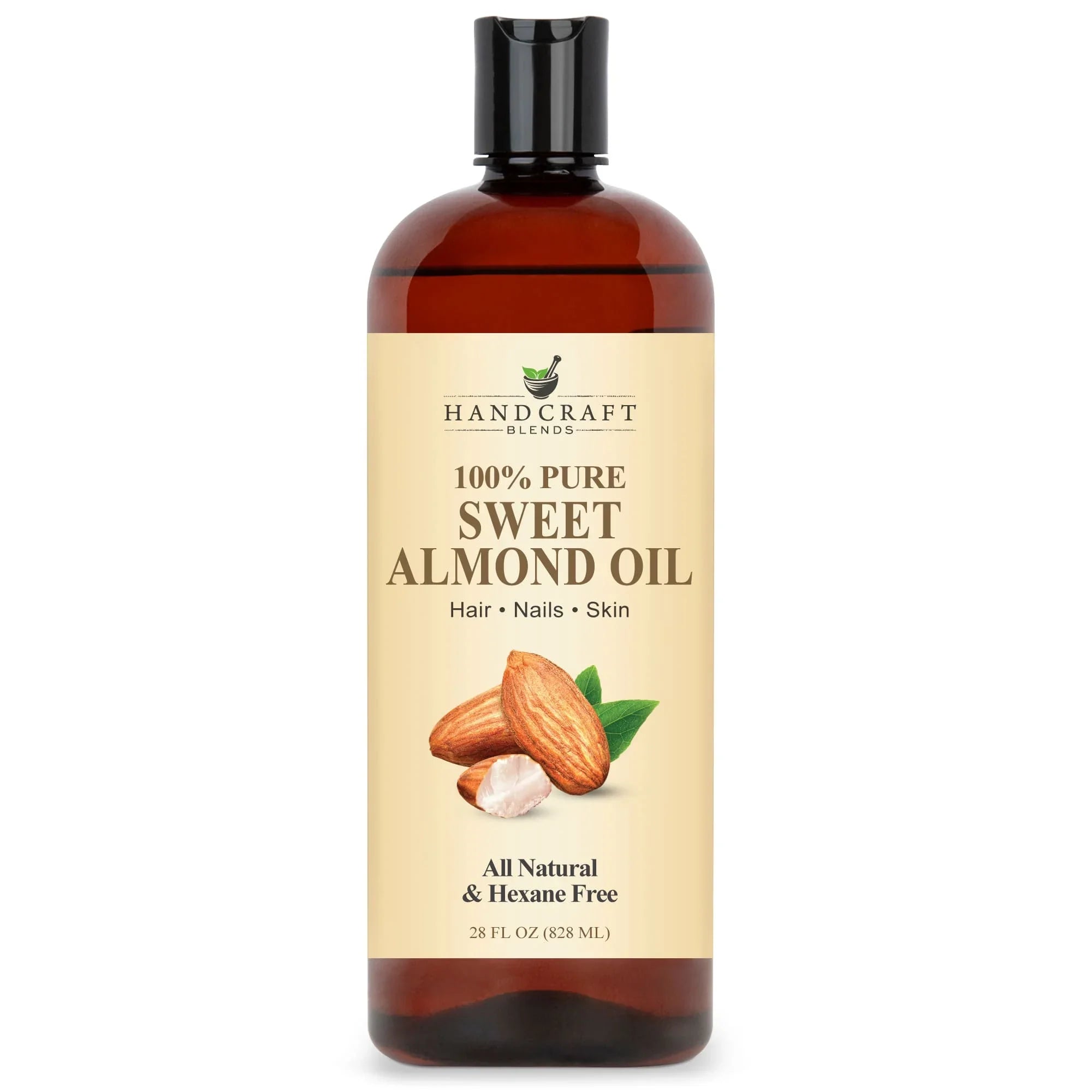 Handcraft Blends 100% pure sweet almond oil bottle for hair, nails, and skin, 28oz