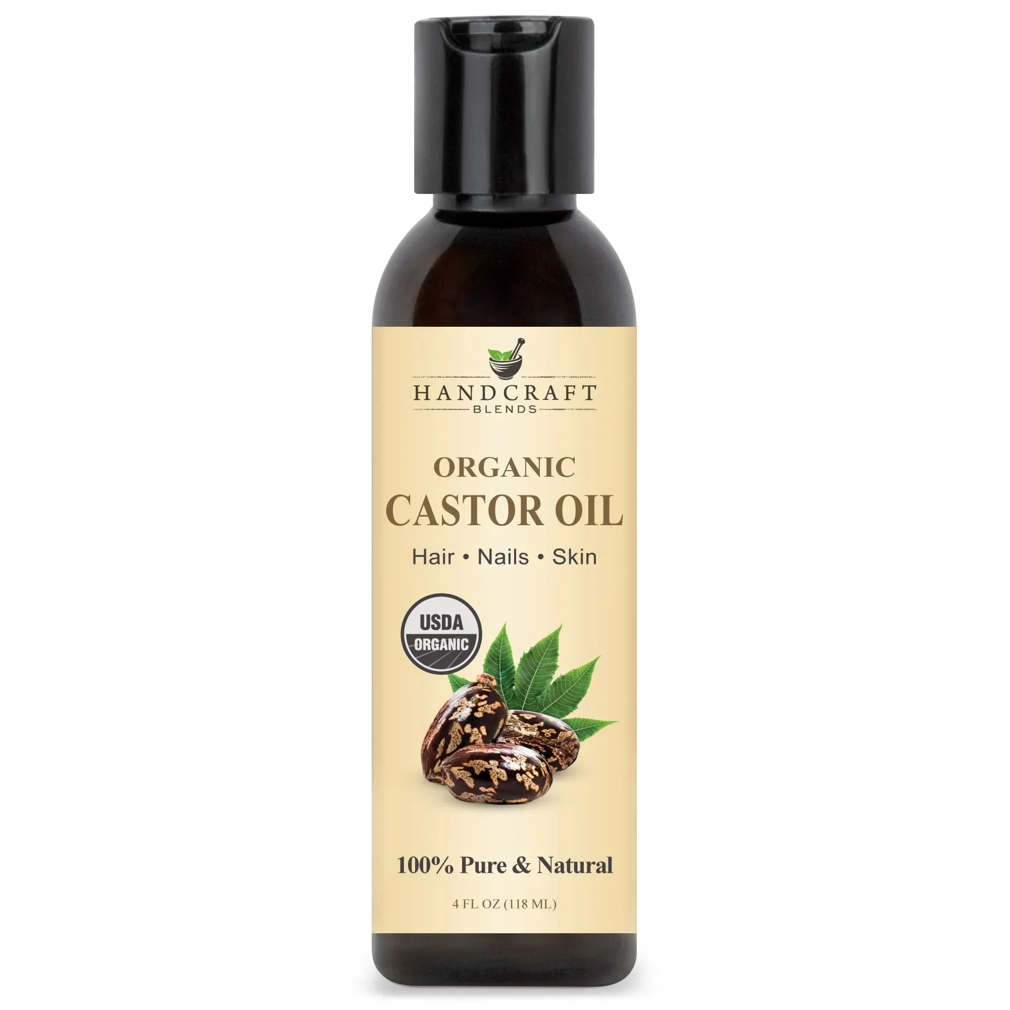 Handcraft Blends organic castor oil bottle for hair, nails, and skin, 4oz