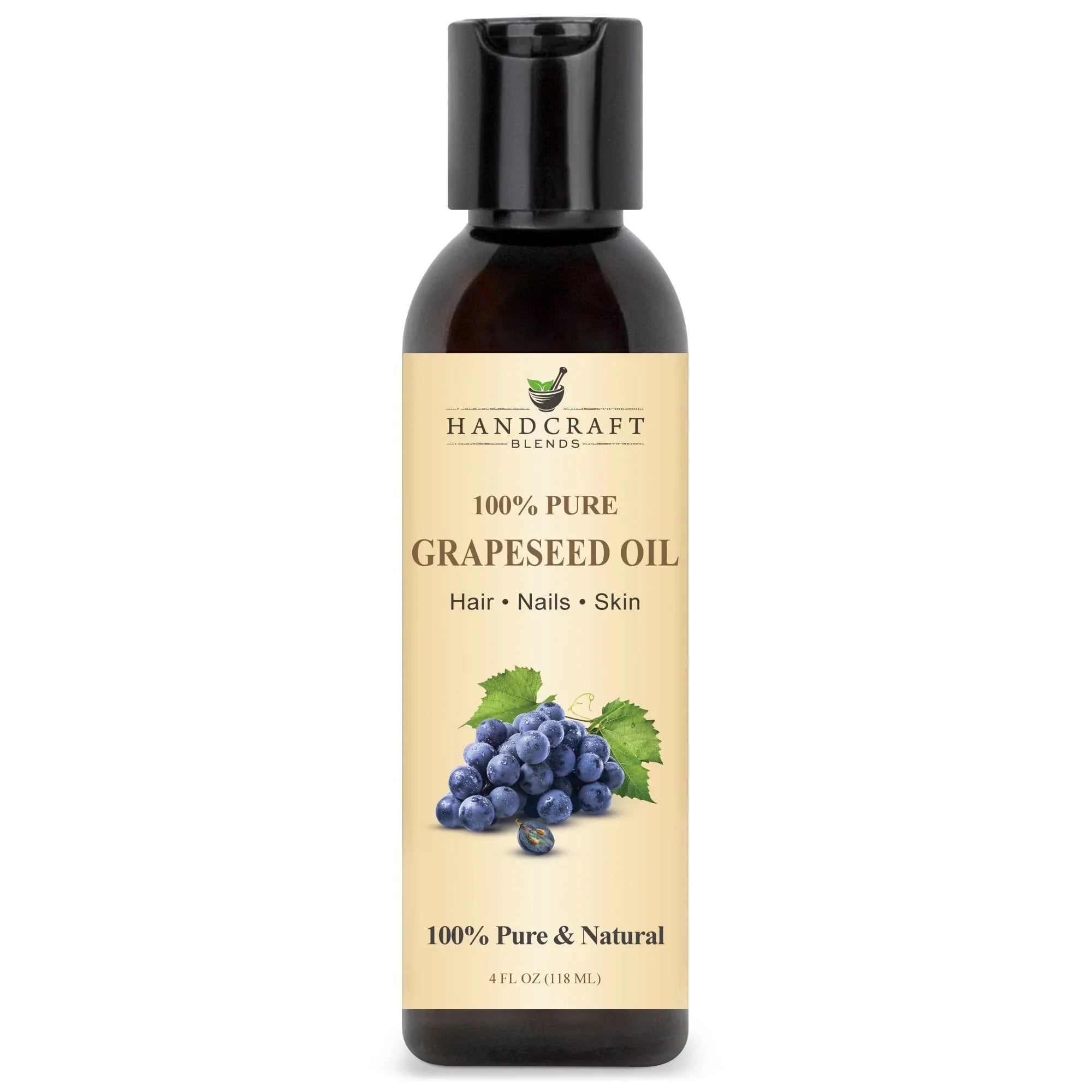 Handcraft Blends 100% pure grapeseed oil bottle for hair, nails, and skin, 4oz size