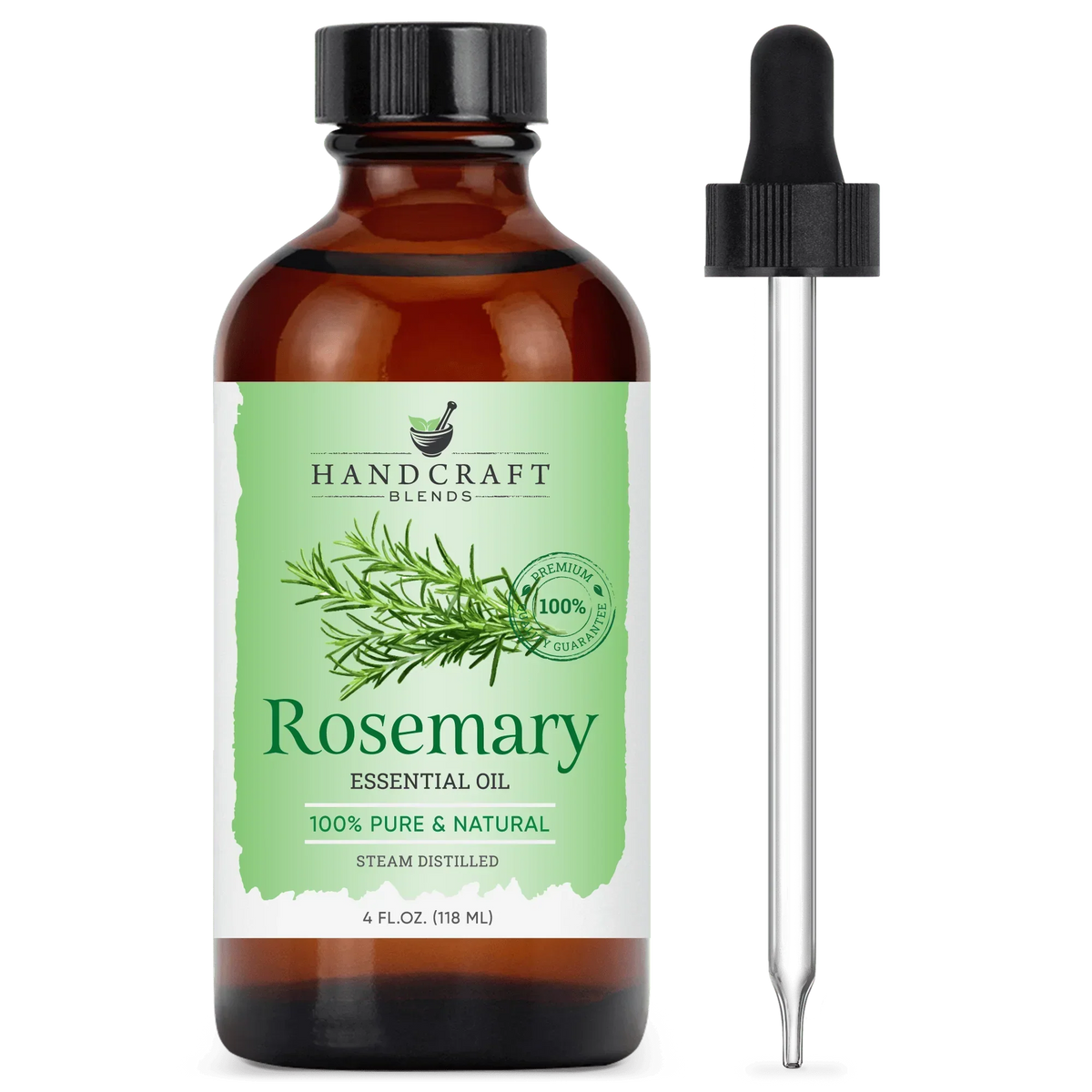 Rosemary essential oil bottle with dropper, 4 oz, 100% pure natural steam distilled oil