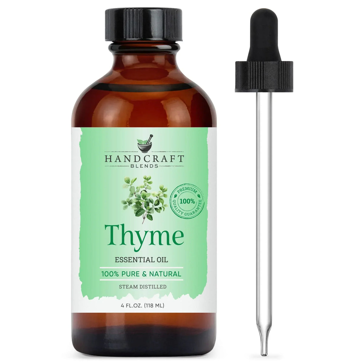 Thyme essential oil bottle with dropper, 100% pure natural aromatherapy, 4 fl oz