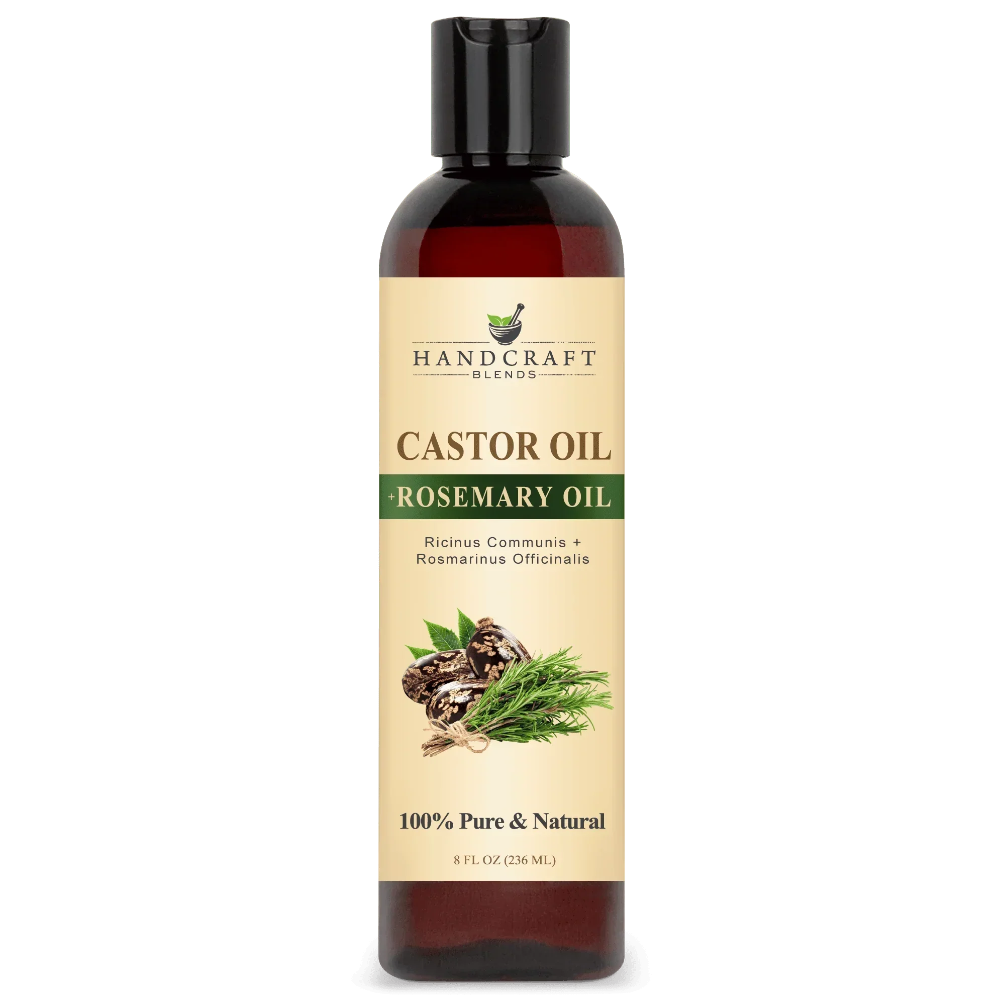 8 oz bottle of castor and rosemary oil for aromatherapy and essential oil blending