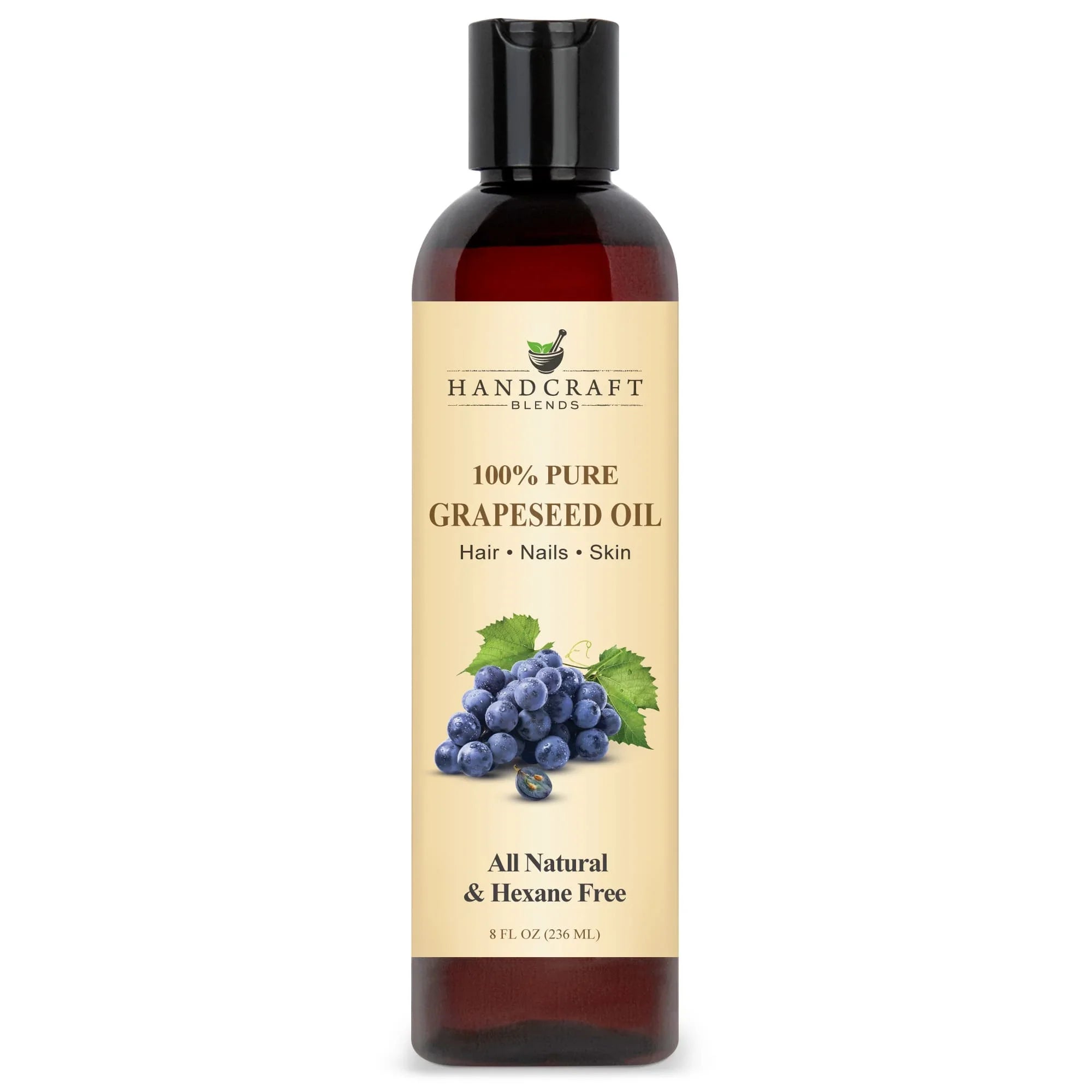 Handcraft Blends 100% pure grapeseed oil, 8oz bottle, natural carrier oil for hair, nails, skin