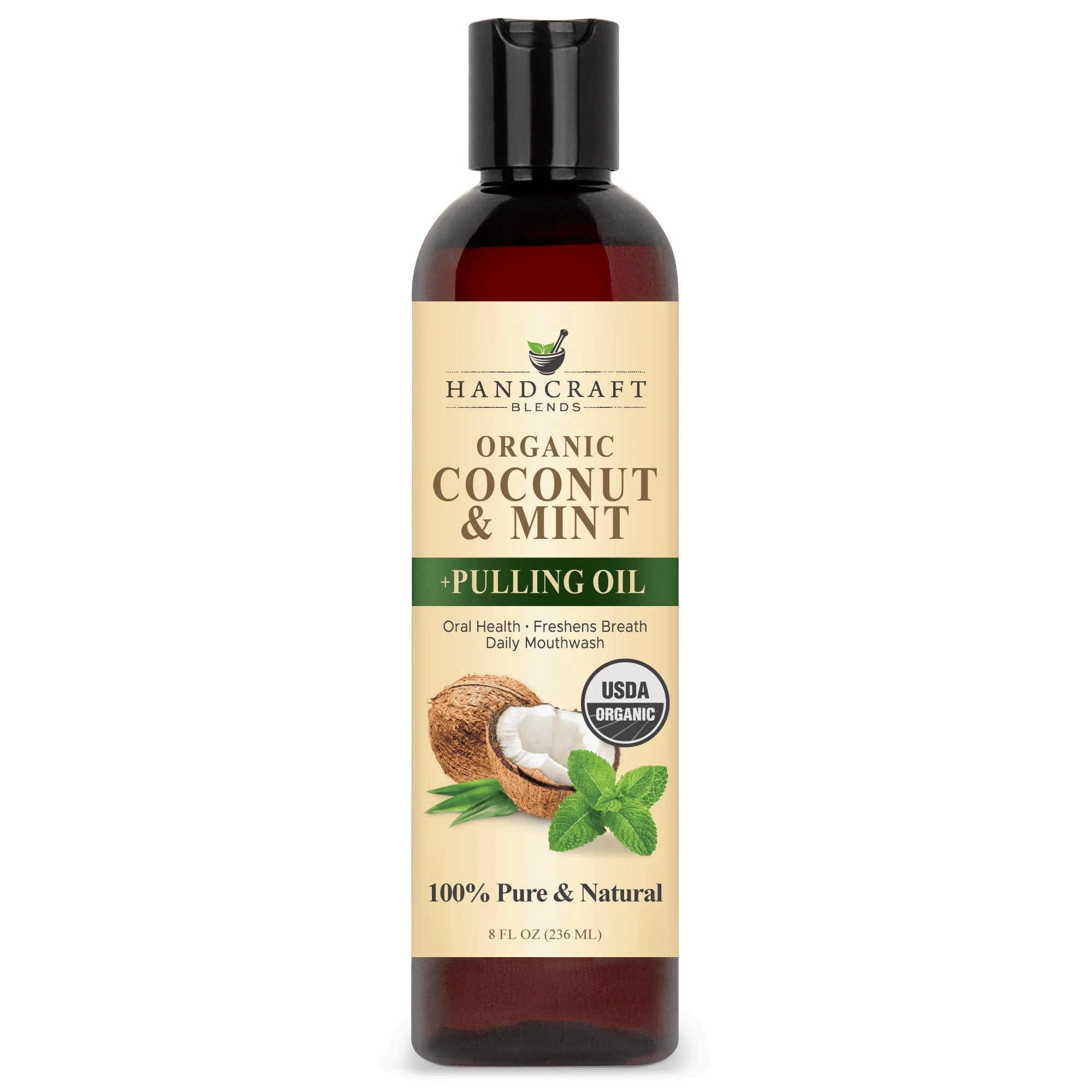Puremint Oil 250ml 食用香料(未使用 USDA Organic Coconut & Mint Oil Pulling Oil | Handcraft Blends