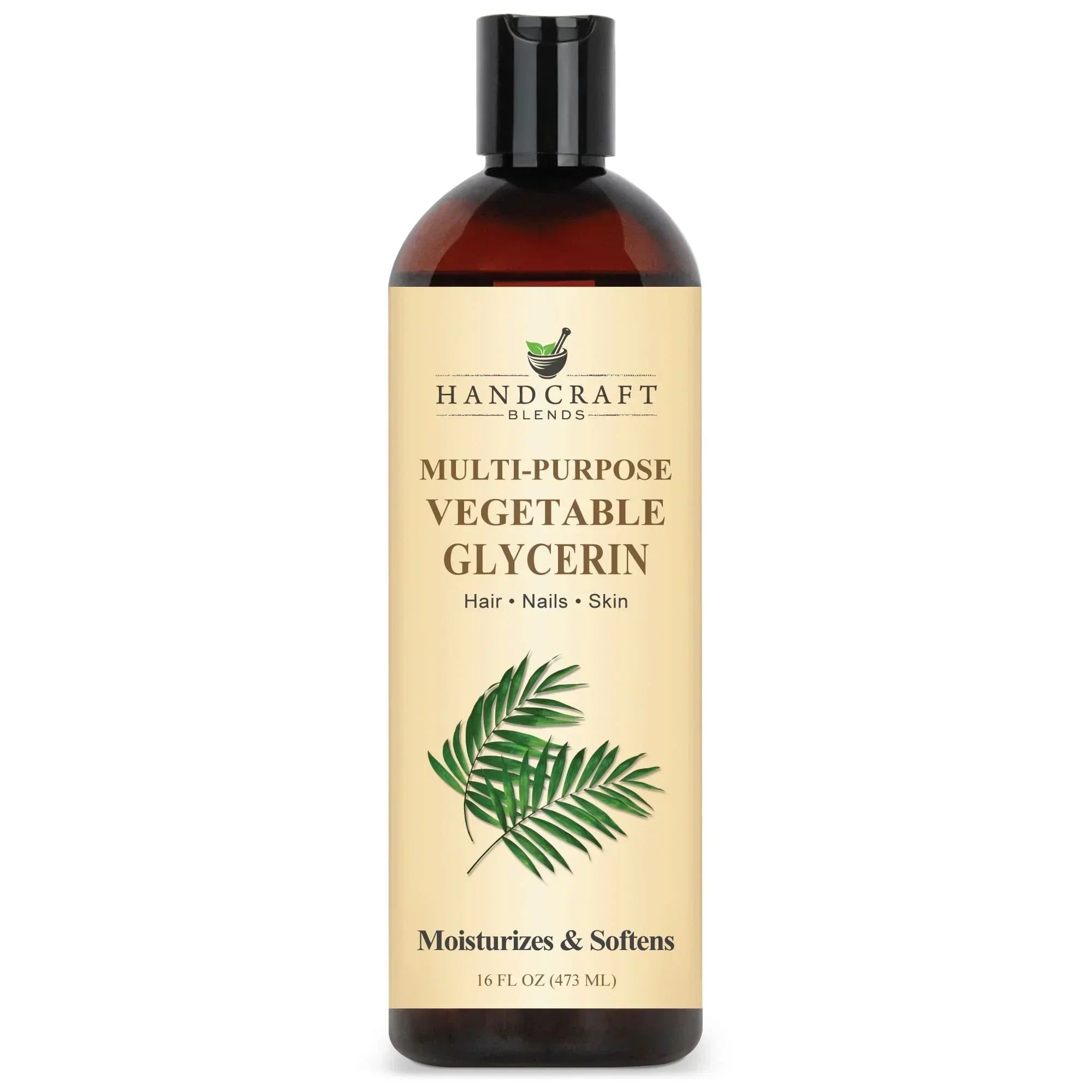 8oz amber bottle of multipurpose vegetable glycerin for hair, nails, and skin