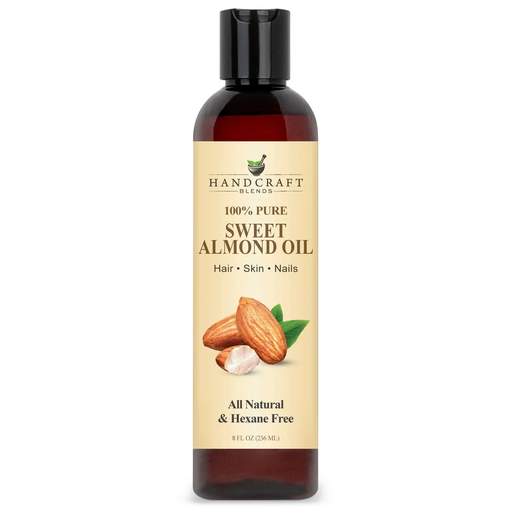 Handcraft Blends sweet almond oil 8oz bottle, all natural hexane free, for hair, skin, nails