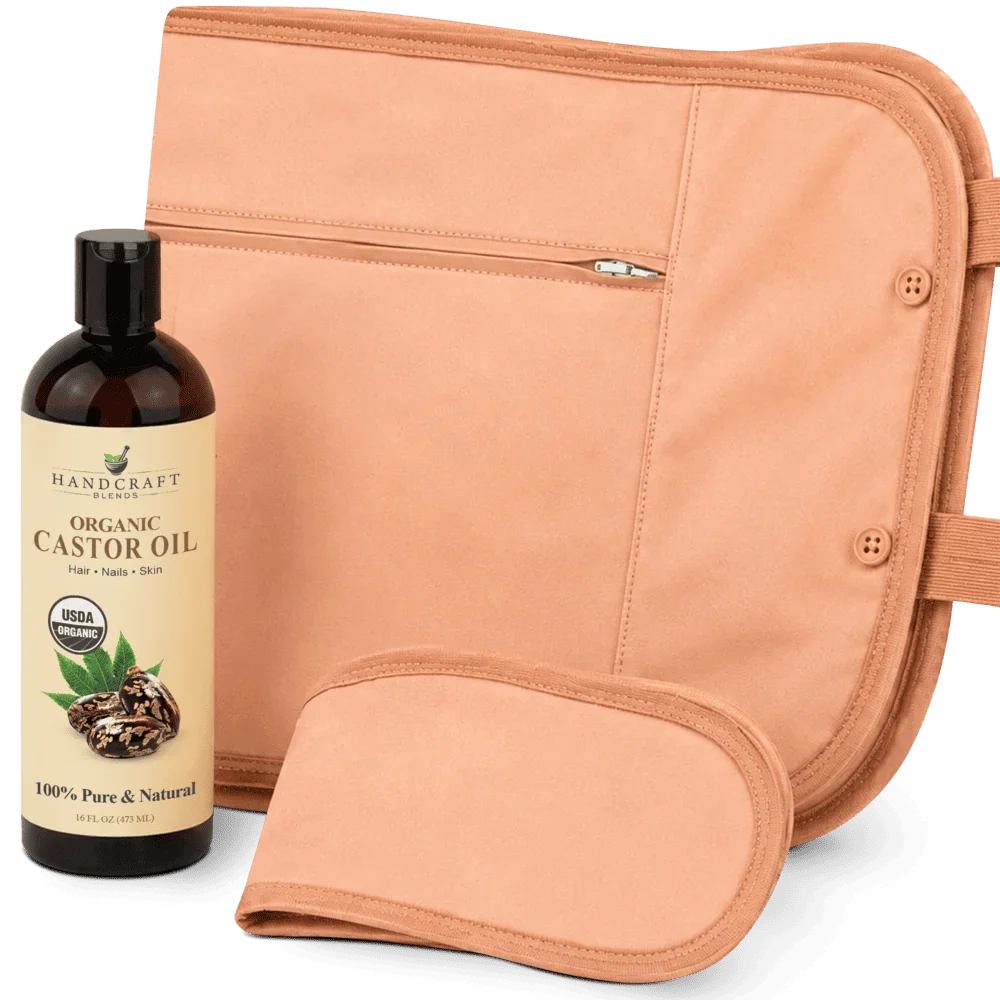 Castor Oil Pack Wrap - Organic Castor Carrier Oil with Reusable Wraps