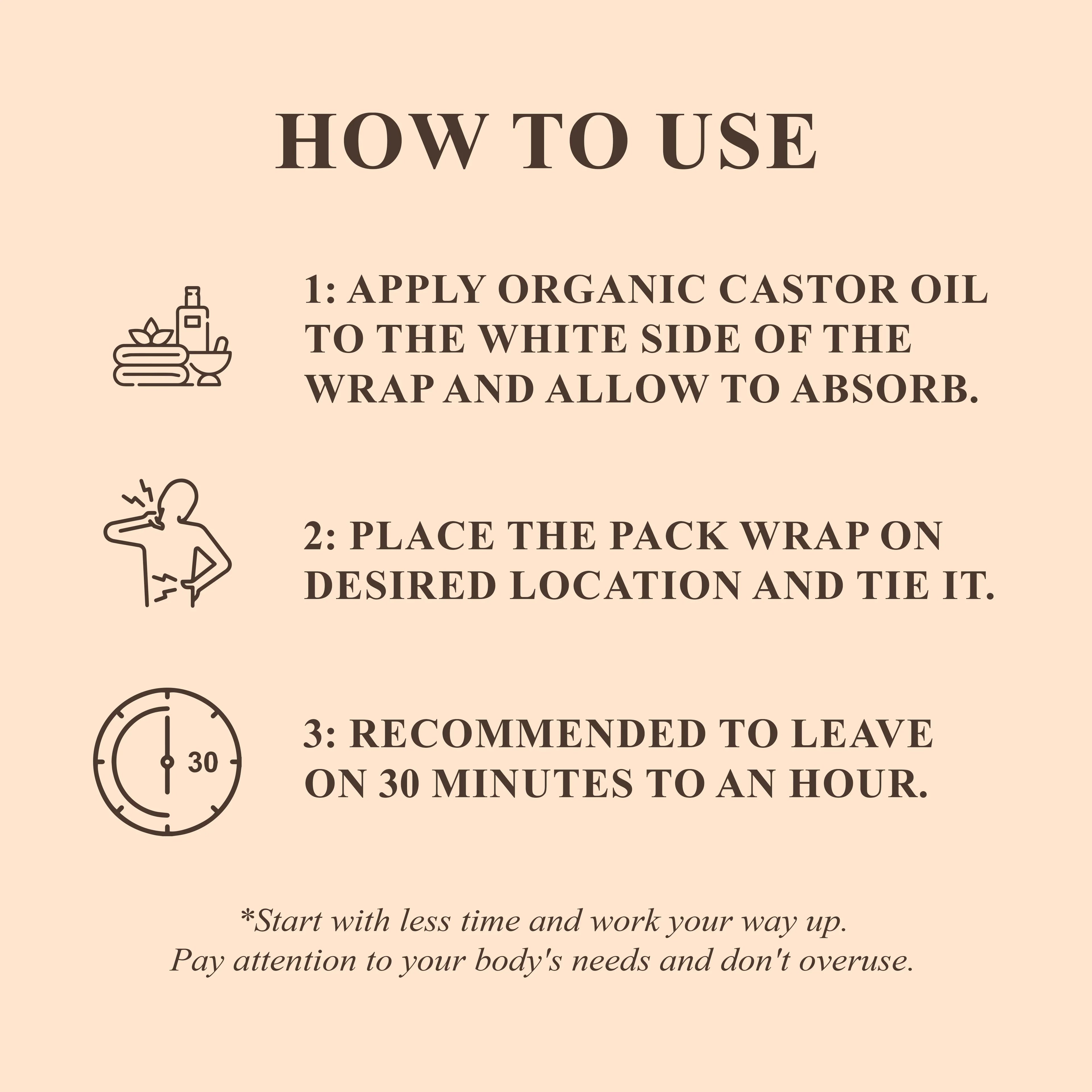 Castor Oil Pack Wrap - Organic Castor Carrier Oil with Reusable Wraps