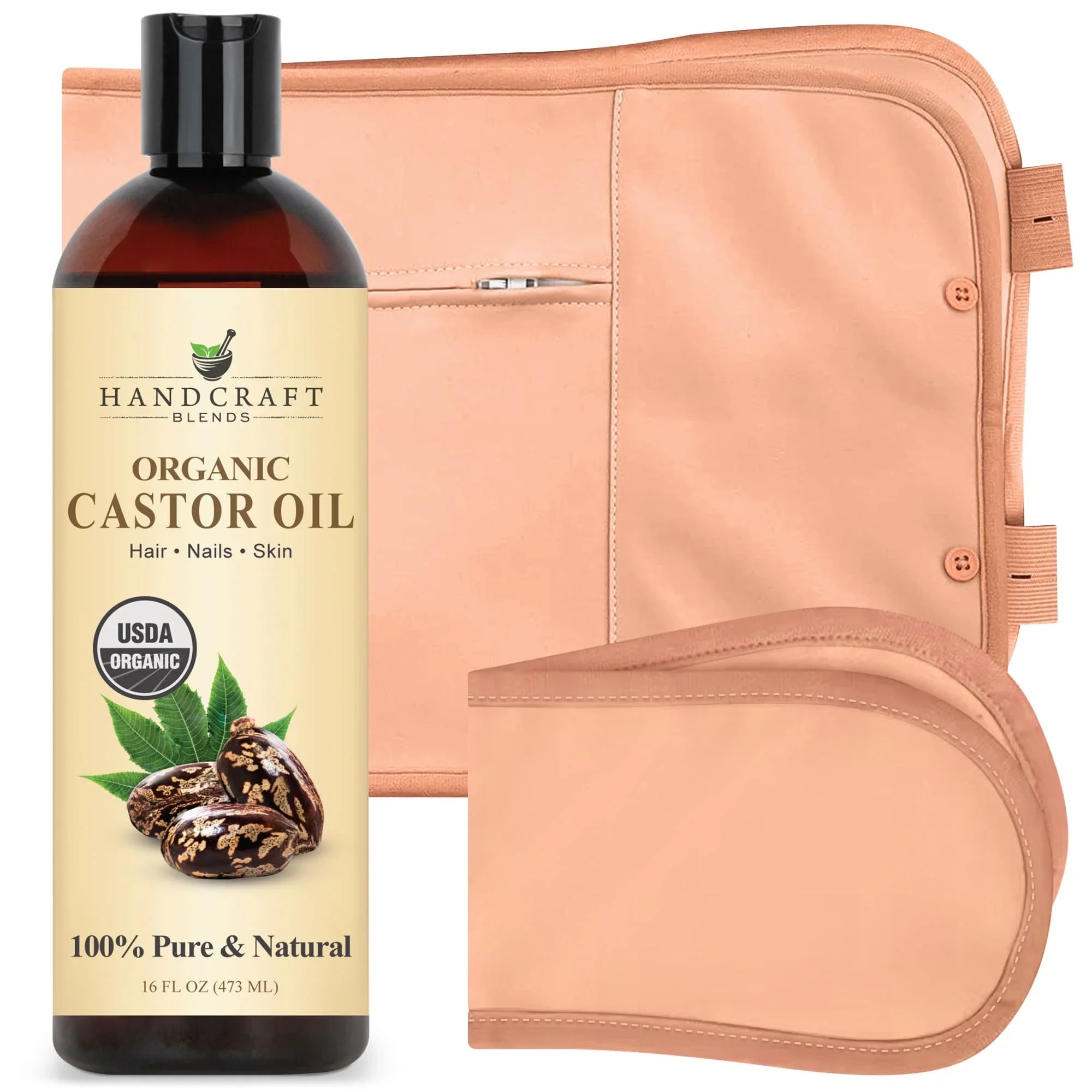 Castor Oil Pack Wrap - Organic Castor Carrier Oil with Reusable Wraps