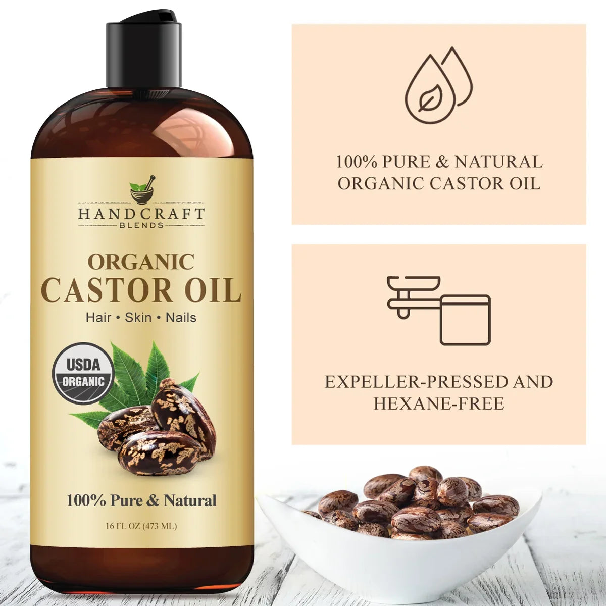 Organic Castor Oil with Roll on Bottle