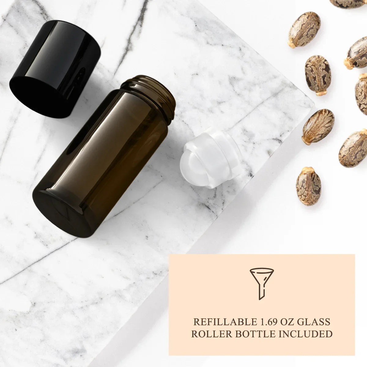 Organic Castor Oil - Glass Bottle with Roll on Bottle