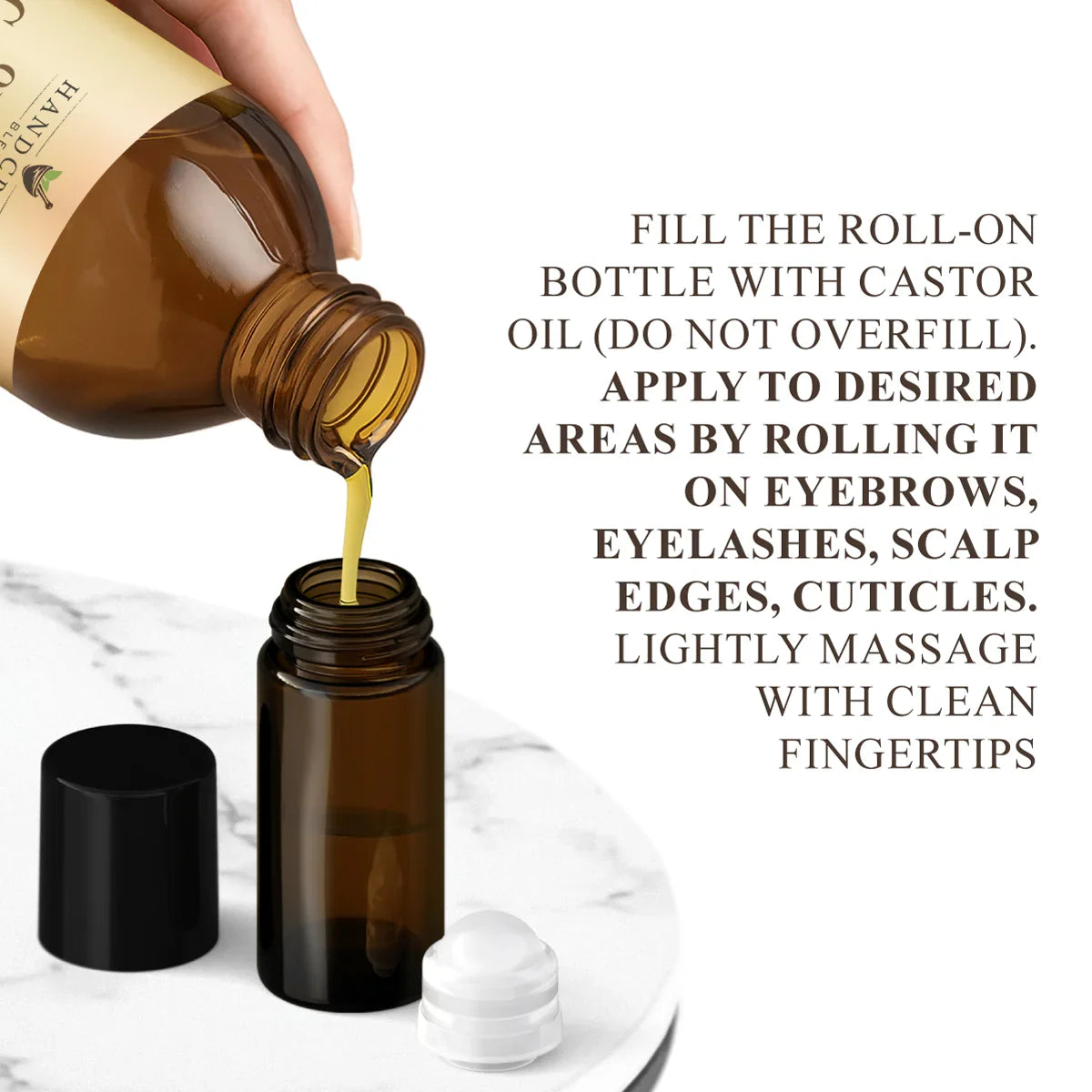 Organic Castor Oil - Glass Bottle with Roll on Bottle