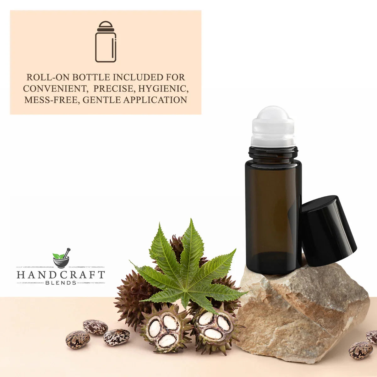 Organic Castor Oil - Glass Bottle with Roll on Bottle