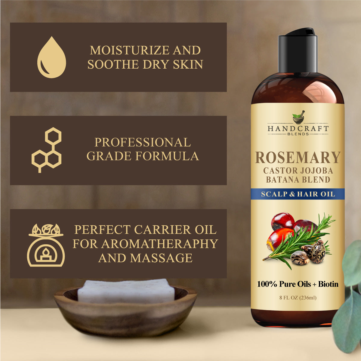 Rosemary Carrier Oil Blend with Castor, Jojoba, Batana and Biotin