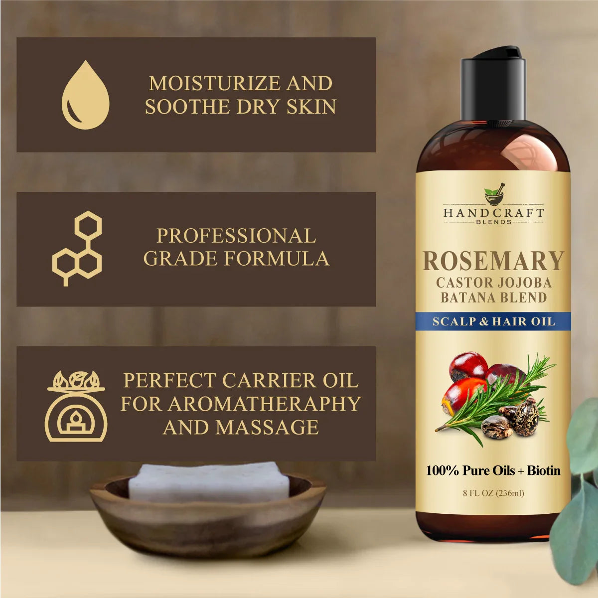 Rosemary Carrier Oil Blend with Castor, Jojoba, Batana and Biotin