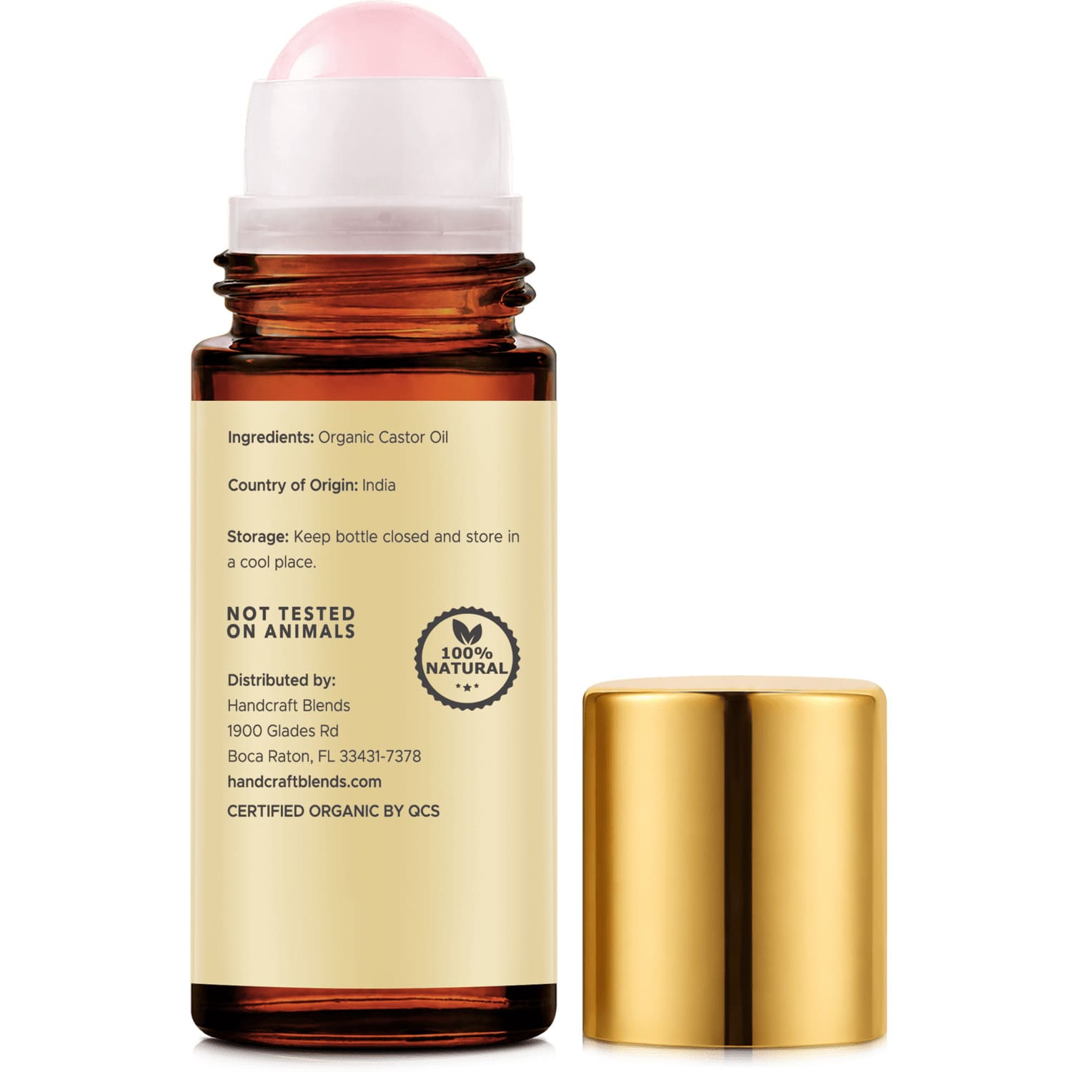 Organic Castor Oil with Rose Quartz Roll-On Bottles