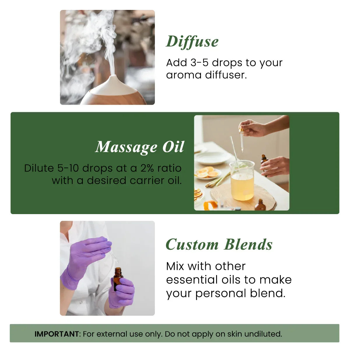 How to use cypress essential oil: diffuse, blend with carrier oil for massage, or create blends.