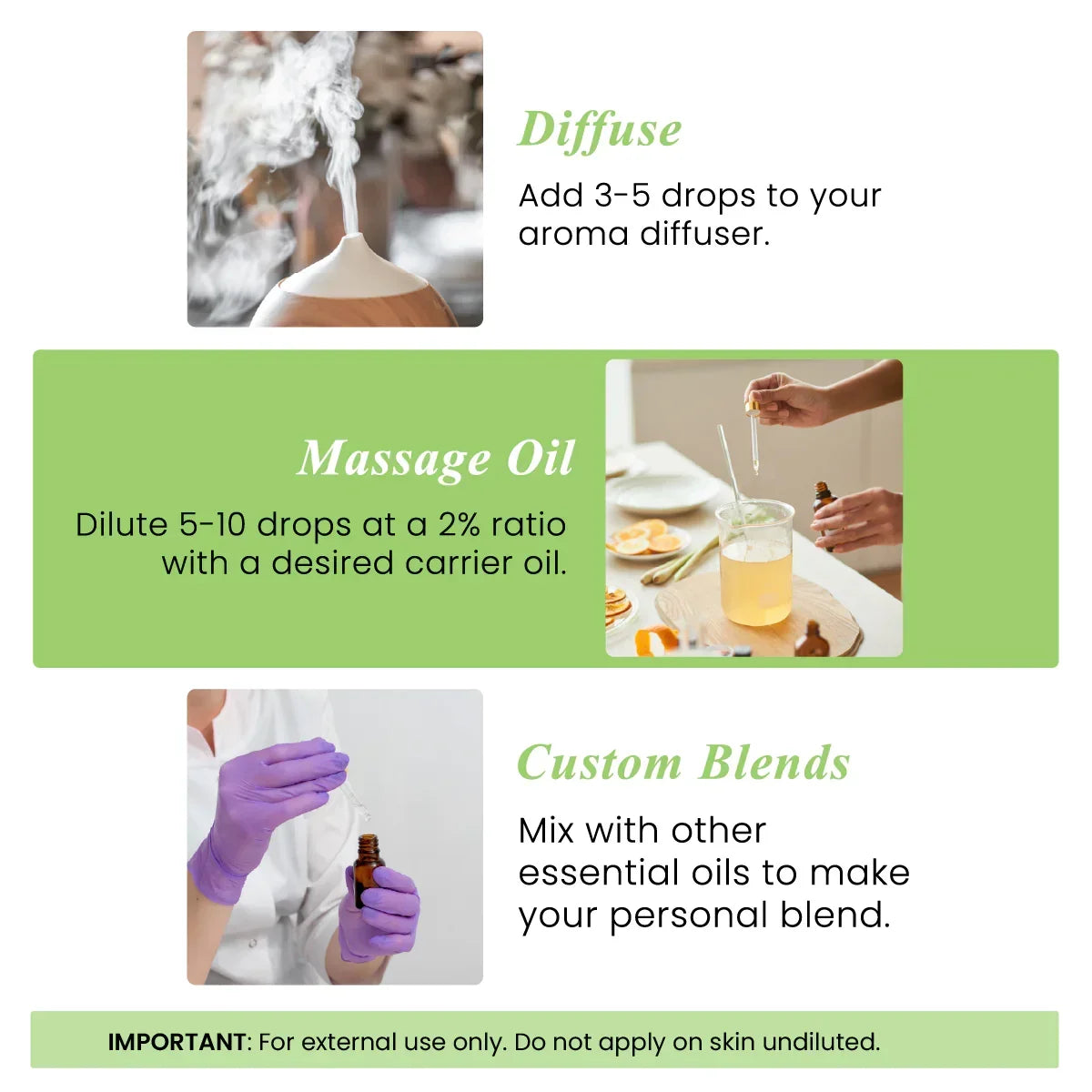 How to use peppermint essential oil in diffusers, massage oils, and custom blends.