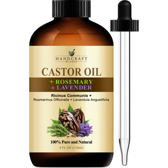 Handcraft Castor Oil + Rosemary Oil + Lavender Oil - 100% Pure and Natural - 4 fl. Oz