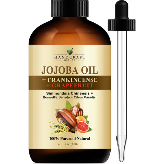 Handcraft Jojoba Oil + Frankincense Oil + Grapefruit Oil in a Glass Bottle - 100% Pure and Natural - 4 fl. Oz