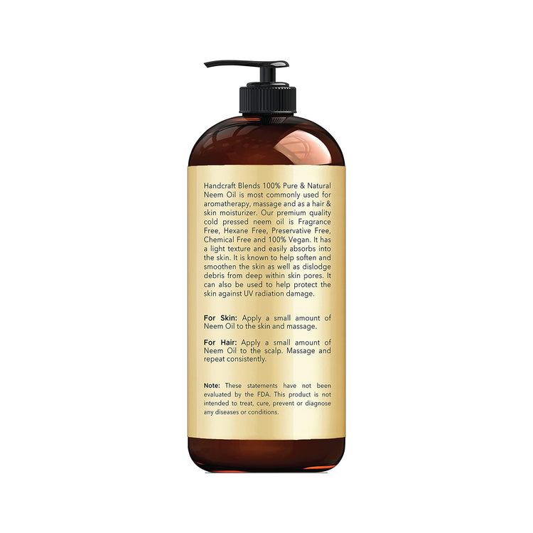 neem oil back of the bottle