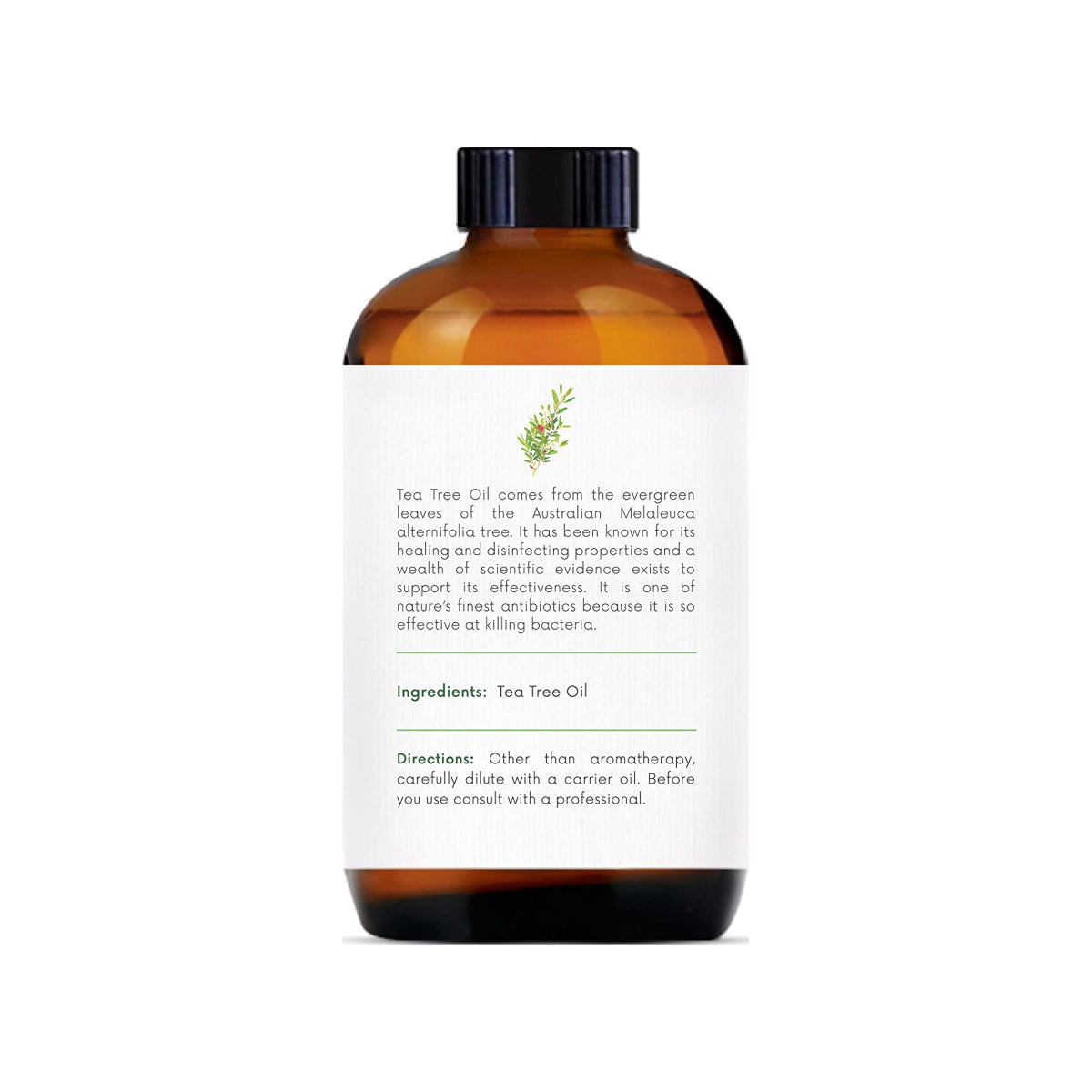 tea tree essential oil bottle 4 Oz back