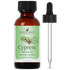 Cypress essential oil 1 oz amber bottle with dropper, pure natural aromatherapy.