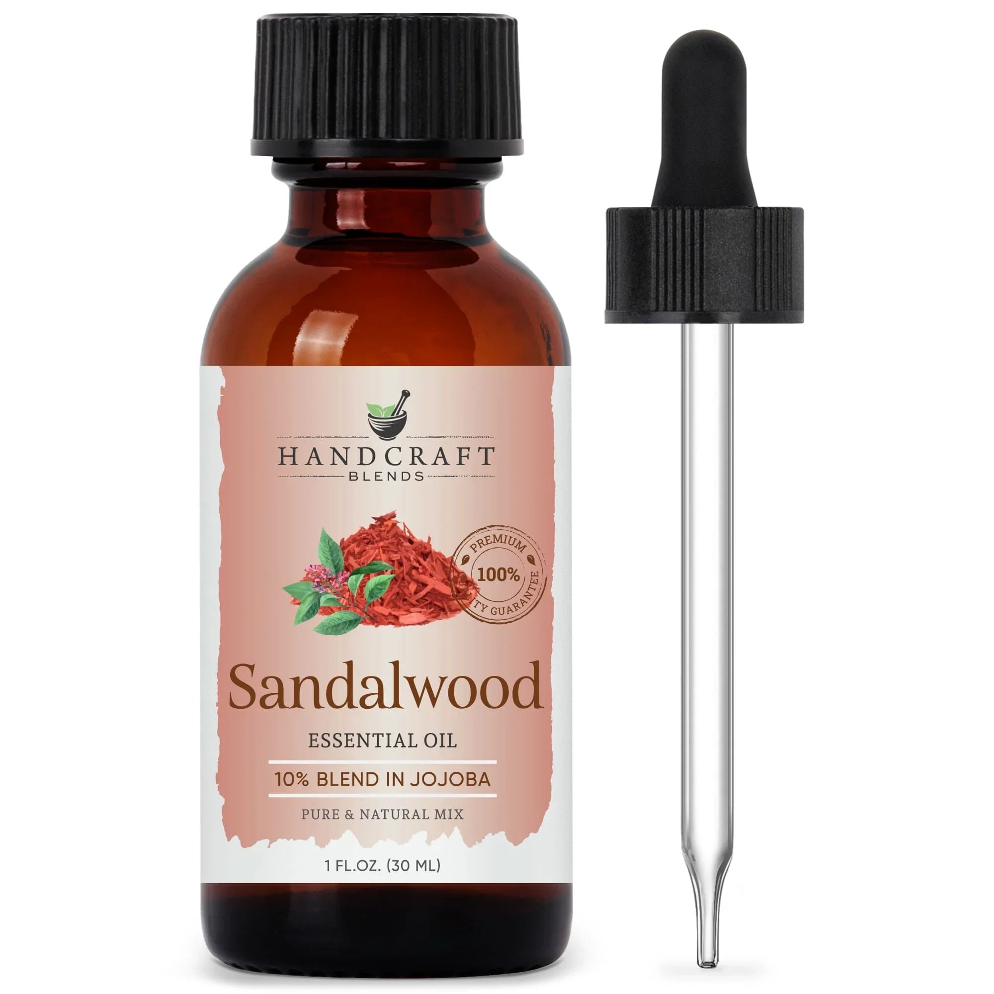 Sandalwood Essential Oil 10 percent blend in jojoba front bottle