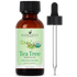 USDA organic tea tree essential oil bottle with dropper, 1oz, for aromatherapy.