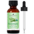 Amber bottle of organic rosemary essential oil with dropper, 1 oz, green label