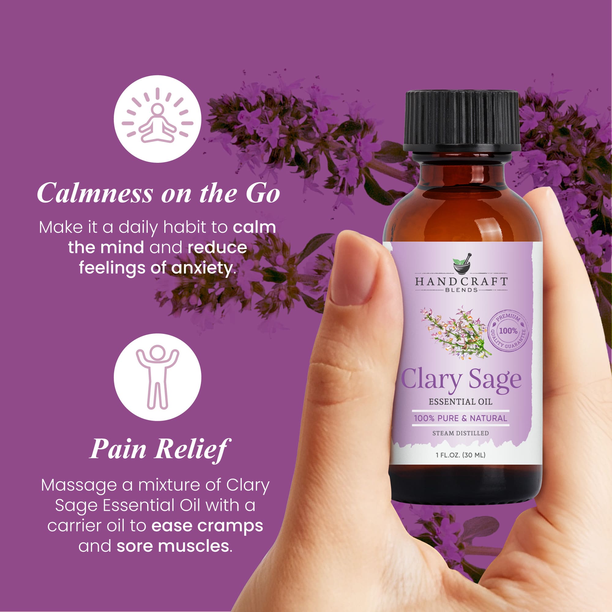 Clary sage essential oil wind-down atmosphere