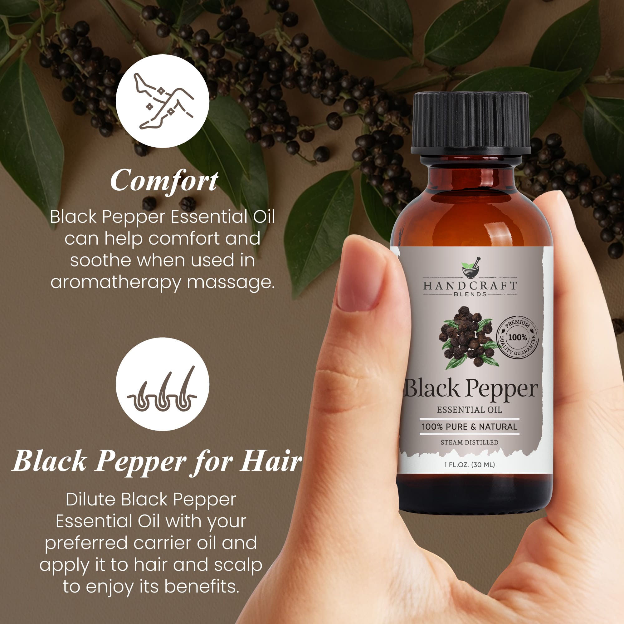 Carrier oils for blending with black pepper