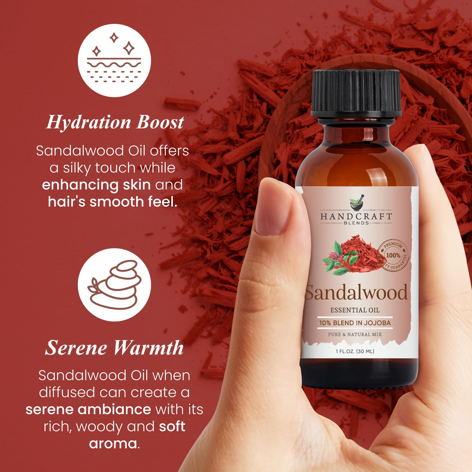 Sandalwood Essential Oil - 10% Blend in Jojoba