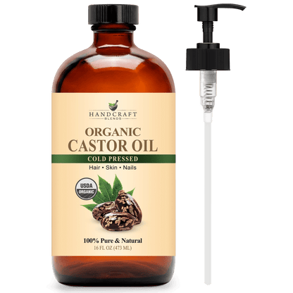 Organic Castor Oil in Glass Bottle