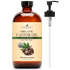 16 oz amber glass bottle of organic castor oil with pump, cold pressed for hair, skin, nails