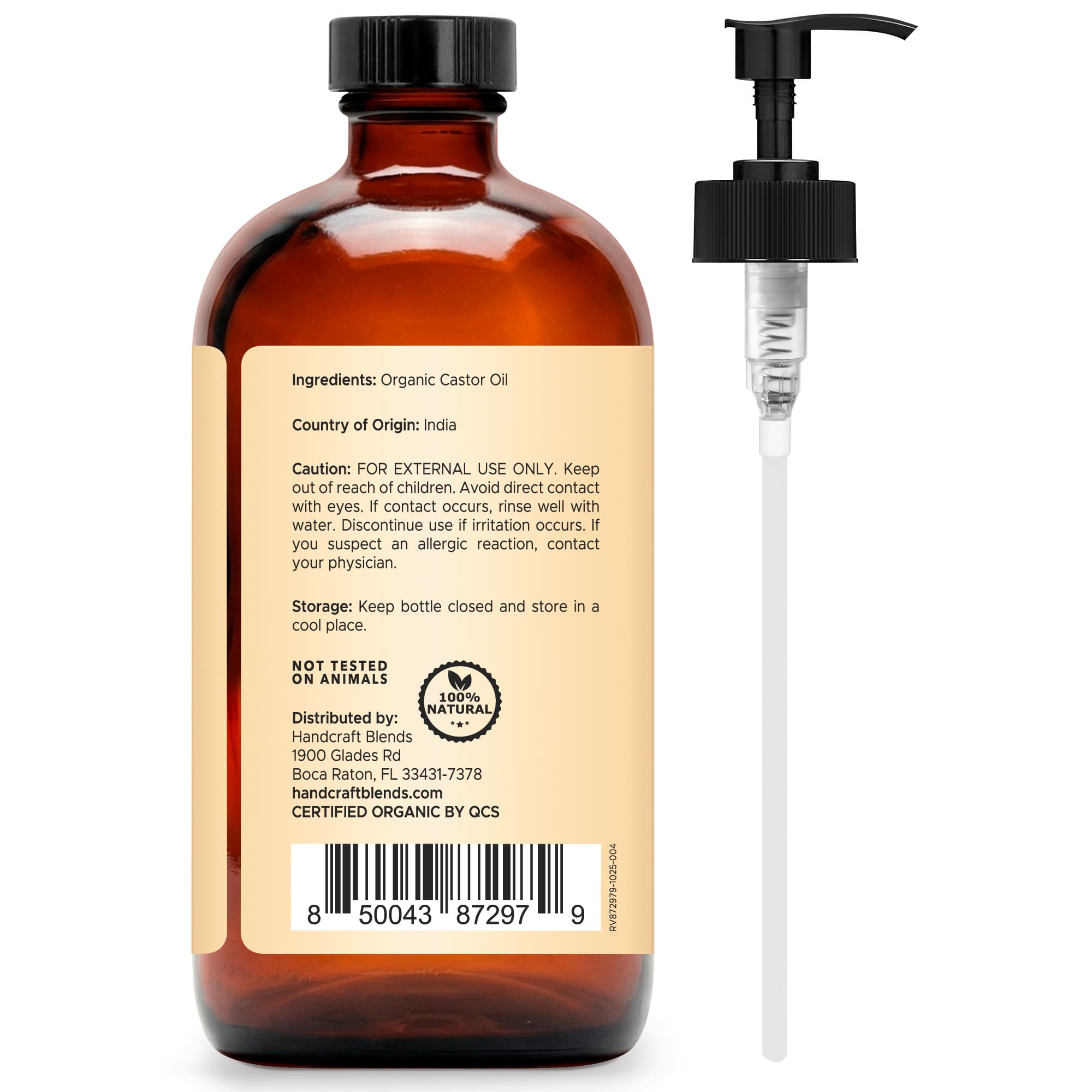 Organic Castor Oil in Glass Bottle