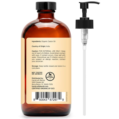 Organic Castor Oil in Glass Bottle