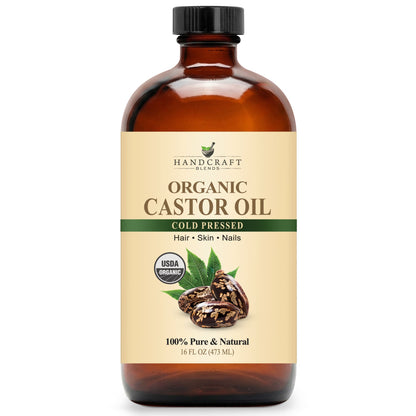 Organic Castor Oil in Glass Bottle