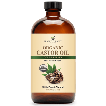 Organic Castor Oil in Glass Bottle