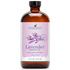 16 oz amber glass bottle of lavender essential oil with lavender illustration and label