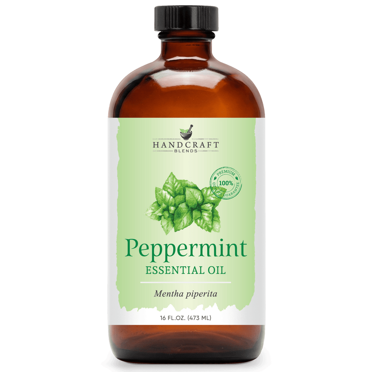 Peppermint Essential Oil in Glass Bottle