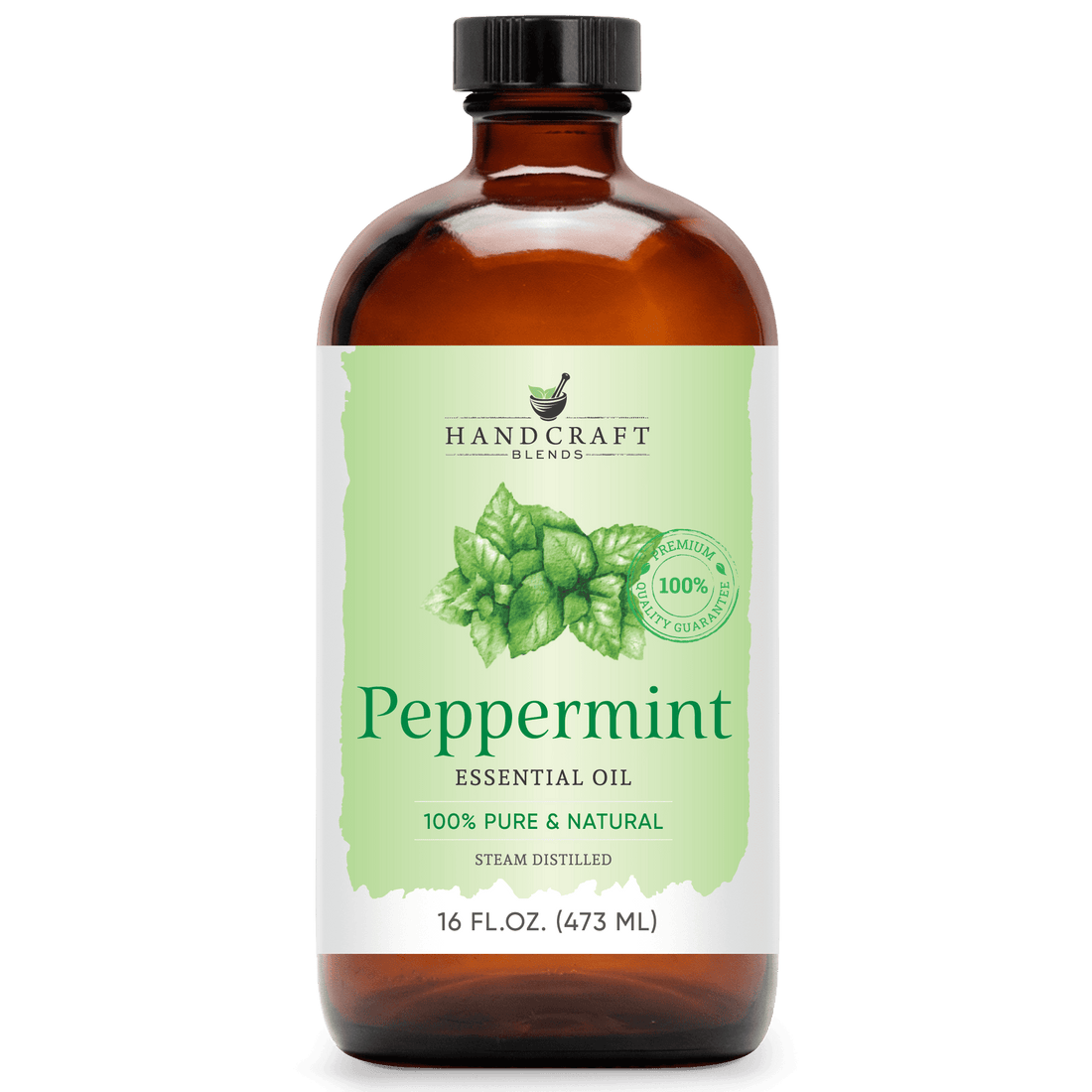 Peppermint Essential Oil in Glass Bottle